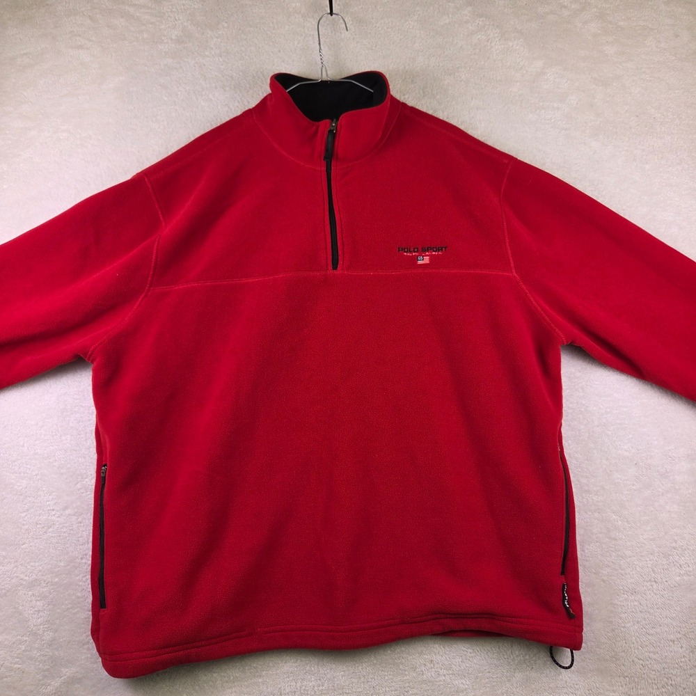 Polo Sport TKA 100 Fleece Pullover Red Quarter Zip Mens XL NF00A8AS